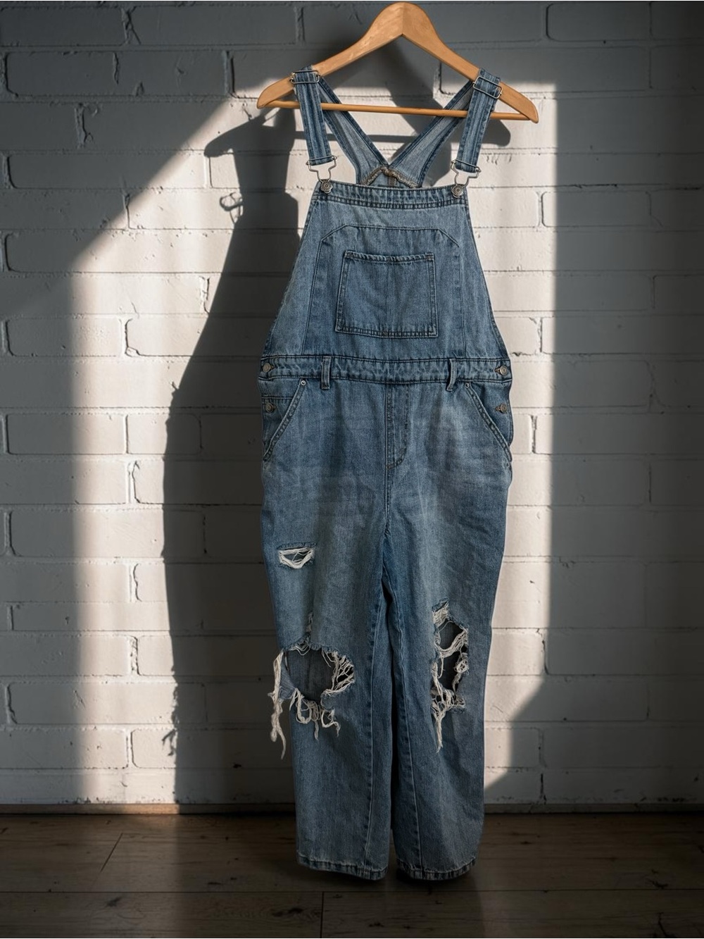 wild fable Distressed Blue Denim Overalls - Picture 5 of 8